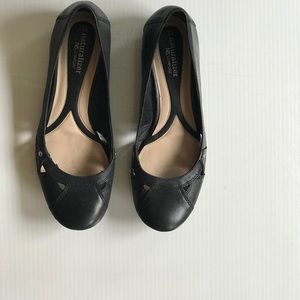 Black leather flats. Size 8.5